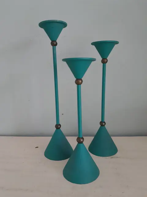 set van 3 vintage kandelaars  Memphis Milano stijl - 80s