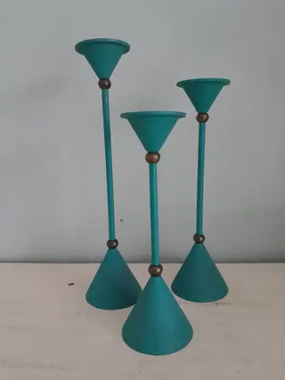 set van 3 vintage kandelaars  Memphis Milano stijl - 80s