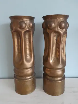 trench art WW1 messing vaas - set van 2