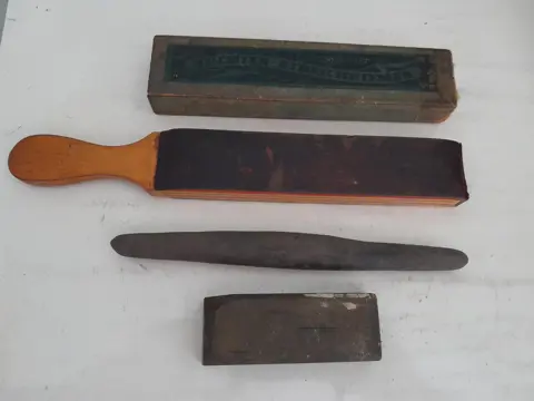 Vintage Straight Razor sharpener and 2 sharpening stones - whetstones