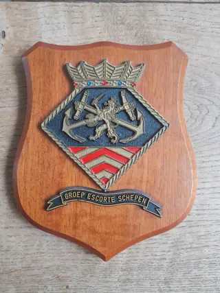 Vintage Escort Ship Group Badge Crest Shield Plaque - Dutch navy