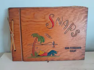 Vintage wooden photo album Snaps San Fernando California
