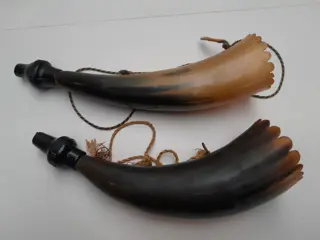 vintage jachthoorn lokhoorn - set van 2