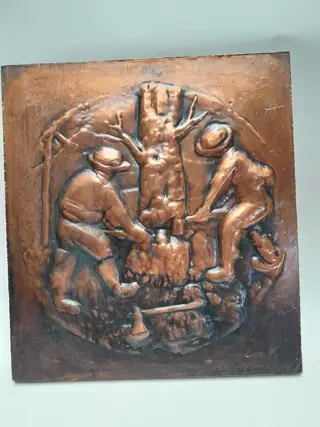 vintage copper wall art - lumberjack