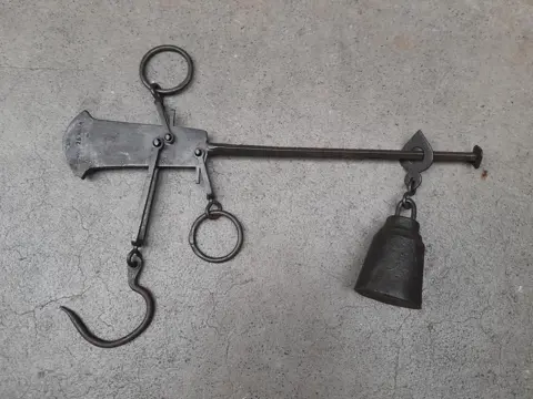 Vintage French Balance Scale Iron Black Hanging Antique