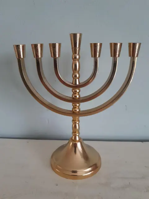Vintage Karshi Jerusalem Israel 24-karaats vergulde menora kandelaar