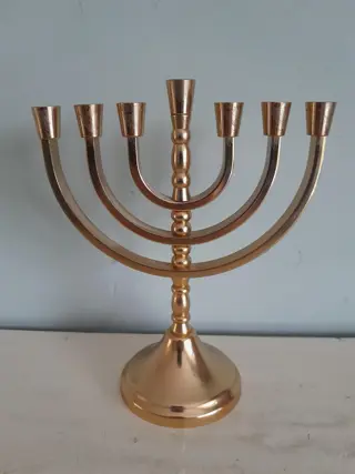 Vintage Karshi Jerusalem Israel 24-karaats vergulde menora kandelaar