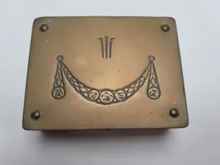 Vintage Art Deco Style Ges Gesch German Brass Stamp or pill Box Case