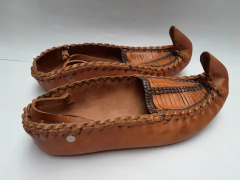 Antieke leren schoenen / pantoffels / muiltjes / handgemaakt