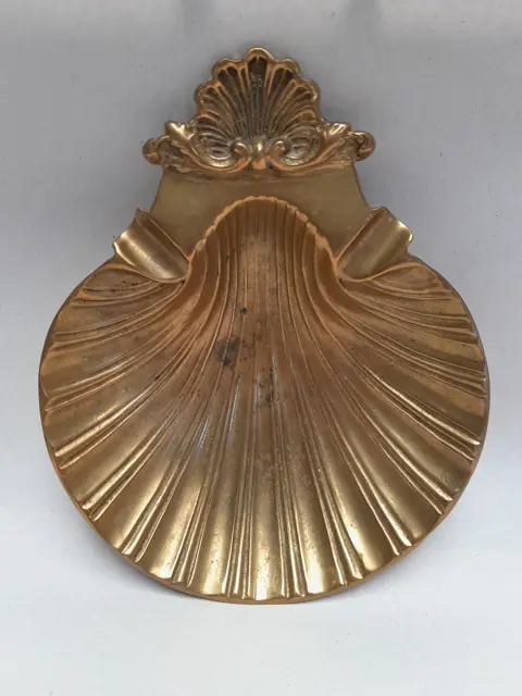 vintage asbak messing schelp - art nouveau