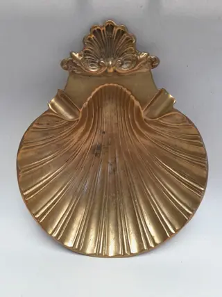 vintage asbak messing schelp - art nouveau