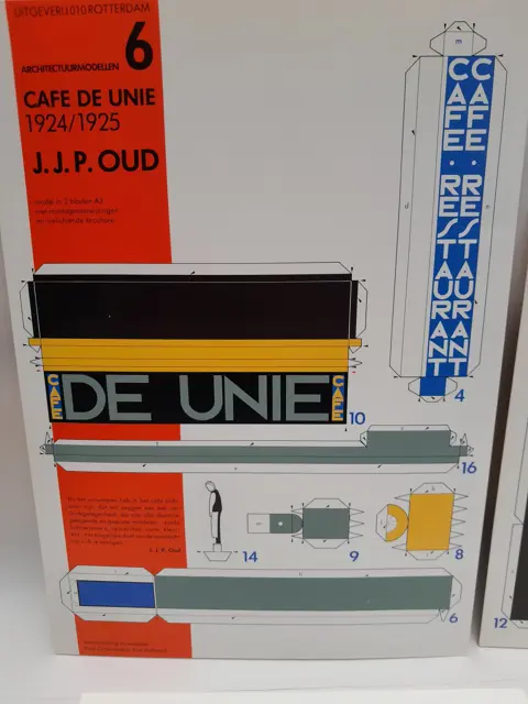 Cafe De Unie 1924/1925 by JJP Oud - paper Architectural Model - 1984 - Dutch