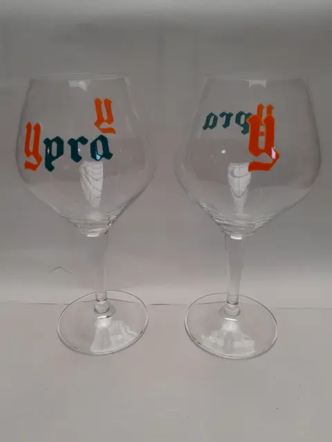Vintage bierglas Ypra bier - Set van 2 - Belgie - hoppy blond