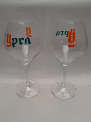 Vintage bierglas Ypra bier - Set van 2 - Belgie - hoppy blond