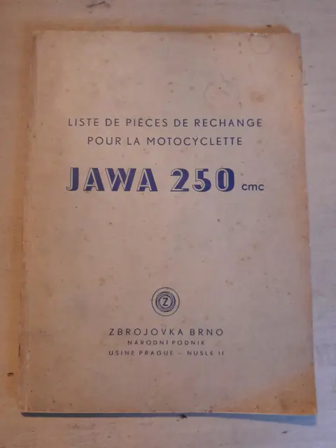 Jawa 250 cmc parts list - model 1947 - French
