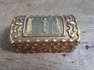 antiek houten sieradendoosje - postzegelbakje