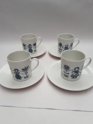 Vintage Demitasse Weiden Bavaria -koffiekop en schotels - theekop en schotels - jaren 70 - set van 4