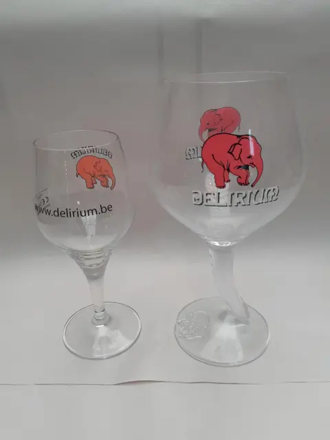 Vintage bierglas Delirium - Roze olifant - set van 2