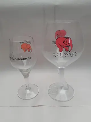 Vintage bierglas Delirium - Roze olifant - set van 2