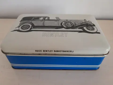 Vintage koektrommel blik Bentley - banketbakkerij Amersfoort