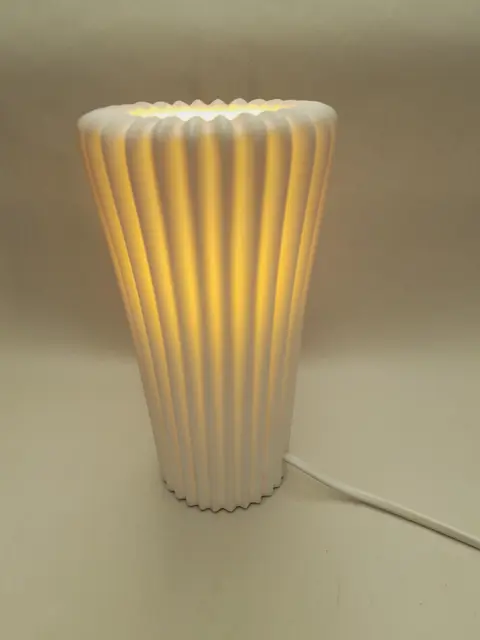 Vintage Ikea Bista Porselein Geplooide Lamp - Witte Plissé Lamp, Tafellamp - Ikea Type B0015