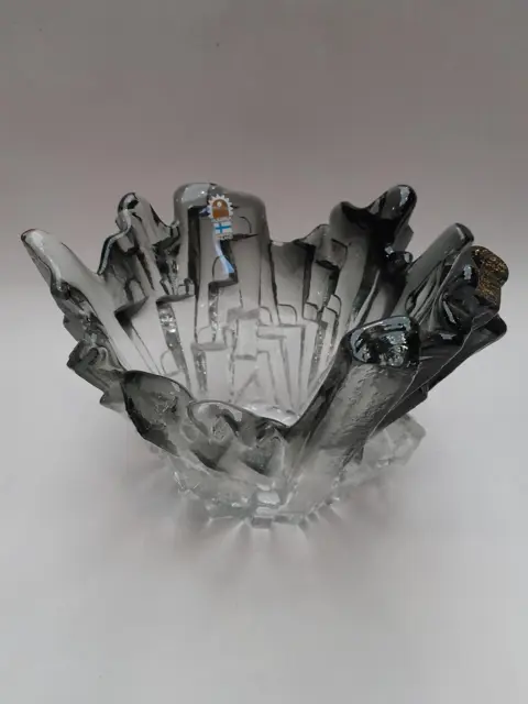 Glass Ice vase signed by Pertti Santalahti for Humppila - Finland