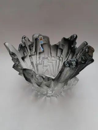 Glass Ice vase signed by Pertti Santalahti for Humppila - Finland