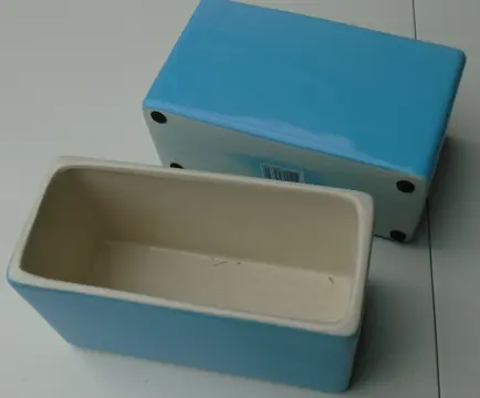 BAKJES, SCHAALTJES, POTJES, GEGLAZUURD BLAUW 18X10X8 CM Nieuw