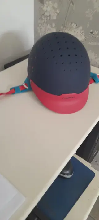 Paardrijcap 120 marineblauwroze