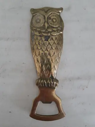 Vintage 1970s Solid Brass Owl Beer Bottle Opener