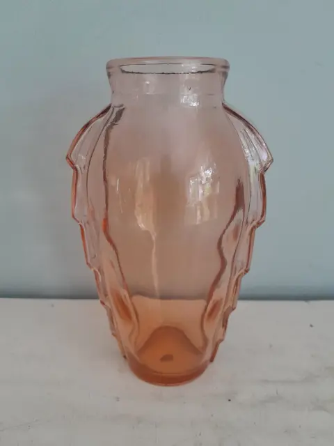 Art Deco vaas - roze glas - Frankrijk