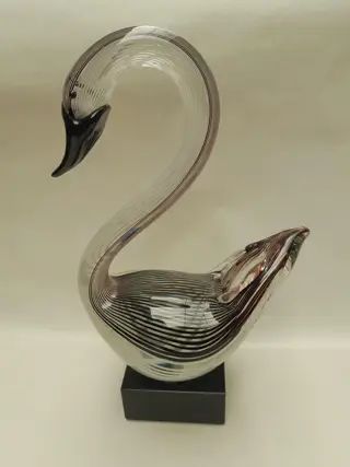 Vintage glazen zwaan - murano stijl