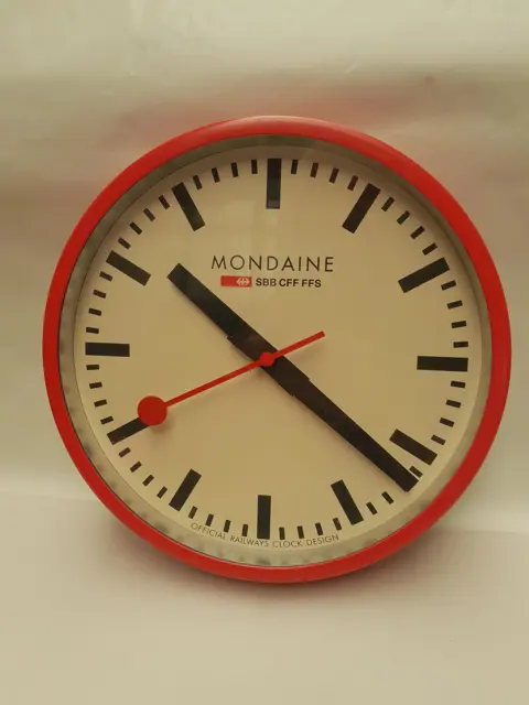 Mondaine Wall Clock Red White Diameter 25cm