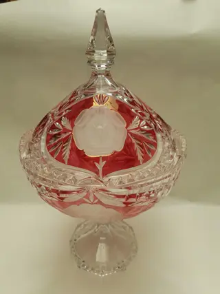 Vintage Bleikristall Ruby Red Stained Lead Crystal Candy Bowl with Lid -  Anna Hutte