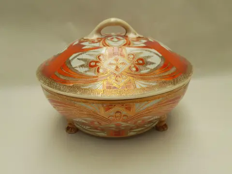 Antieke Noritake porseleine schaal met deksel handgeschilderd - Japan