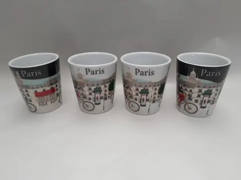 Parijs - koffie espresso kopjes Frankrijk - set van 4 - fietser