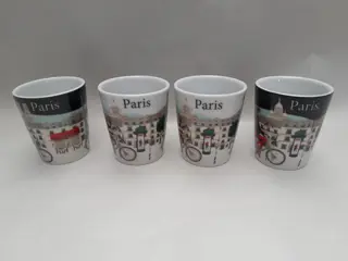 Parijs - koffie espresso kopjes Frankrijk - set van 4 - fietser