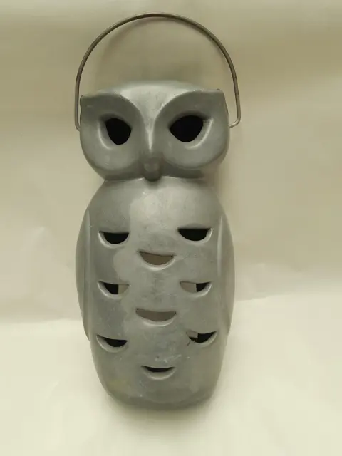 Vintage gegoten aluminium uil kaarslantaarn - lantaarn