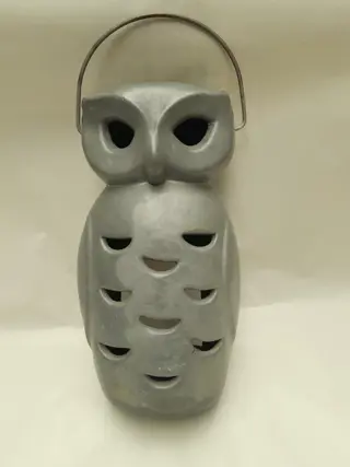 Vintage gegoten aluminium uil kaarslantaarn - lantaarn