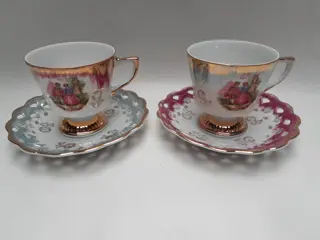 Vintage Versailles lusterware - theekopje met schotel - set van 2