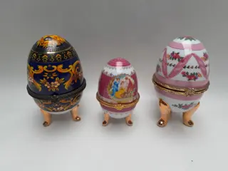 Vintage keramieken eierdoosje - set van 3