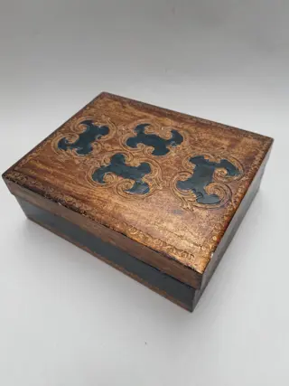 Vintage juwelendoos - snuisterijdoosje - Florentijnse doos -  houten doos