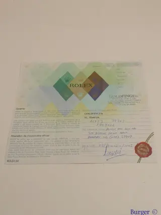 Rolex Warranty Certificate Ref: 16623