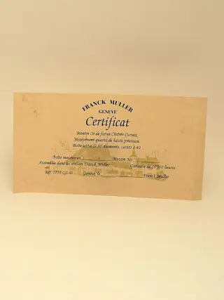 Franck Muller Certificate Zertifikat Warranty
