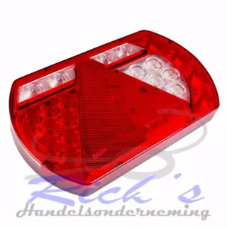 Achterlicht rechthoek LED 12 volt met driehoek connector