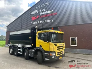 Scania P410 luchtgeveerde 8X2 met 17m³ geisoleerde Hyva kipper en aluminium milieukleppen. BS2074
