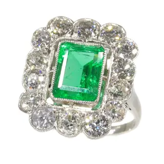 Post-War Luxe: Heirloom Emerald & Diamond Engagement Ring