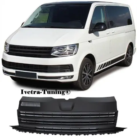 Embleemloze Grill Volkswagen Transporter T6 (Zwart)