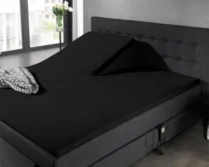 Splittopper 160x200 jersey zwart