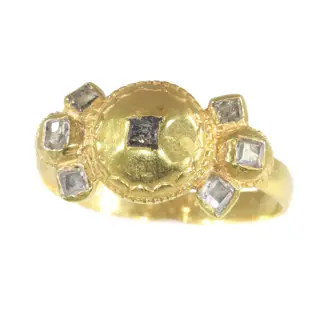Golden Age Glamour: Antique Baroque Rose Cut Diamond Ring